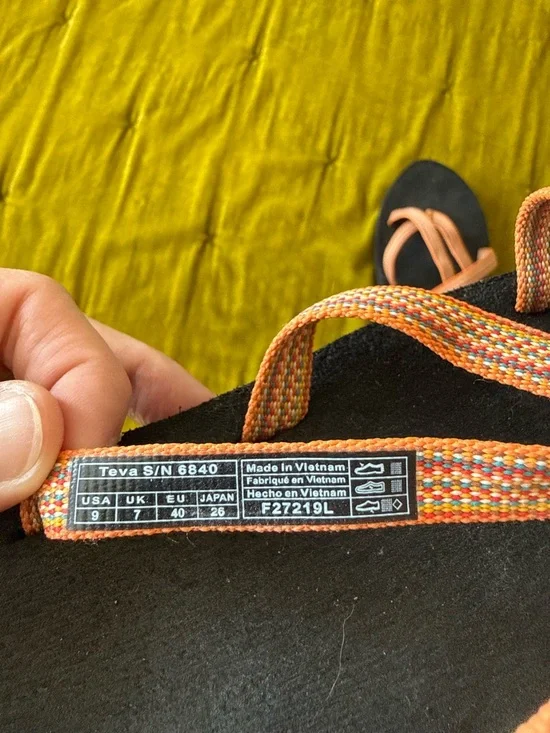 Teva Black Sandals with Peach and Multicolor Woven Straps - Picture 3 of 3